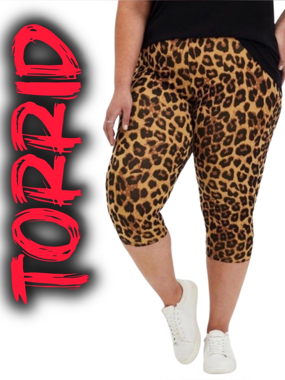 Torrid Leopard Petal Pushers Capri Leggings 1X Plus Size